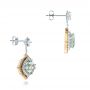  18K Gold And 14k Yellow Gold 18K Gold And 14k Yellow Gold Custom Aquamarine And Pink Diamond Earrings - Front View -  102314 - Thumbnail