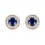 18k Rose Gold 18k Rose Gold Custom Blue Sapphire And Diamond Earrings - Three-Quarter View -  1429 - Thumbnail