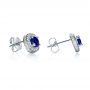 14k White Gold Custom Blue Sapphire And Diamond Earrings - Front View -  1429 - Thumbnail