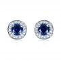 14k White Gold Custom Blue Sapphire And Diamond Earrings - Three-Quarter View -  1429 - Thumbnail