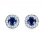 14k White Gold Custom Blue Sapphire And Diamond Earrings - Three-Quarter View -  1429 - Thumbnail
