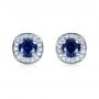 18k White Gold 18k White Gold Custom Blue Sapphire And Diamond Earrings - Three-Quarter View -  1429 - Thumbnail