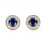 14k Yellow Gold 14k Yellow Gold Custom Blue Sapphire And Diamond Earrings - Three-Quarter View -  1429 - Thumbnail