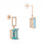 14k Rose Gold 14k Rose Gold Custom Blue Topaz And Diamond Earrings - Front View -  104054 - Thumbnail