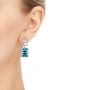  Platinum Platinum Custom Blue Topaz And Diamond Earrings - Hand View -  104054 - Thumbnail