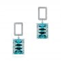 Platinum Platinum Custom Blue Topaz And Diamond Earrings - Three-Quarter View -  104054 - Thumbnail