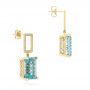 18k Yellow Gold 18k Yellow Gold Custom Blue Topaz And Diamond Earrings - Front View -  104054 - Thumbnail