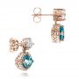 18k Rose Gold 18k Rose Gold Custom Blue Zircon And Diamond Earrings - Front View -  101176 - Thumbnail