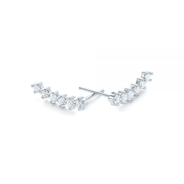 14k White Gold Custom Diamond Crawler Earrings - Front View -  102735