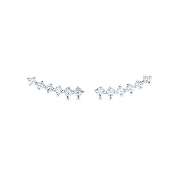 18k White Gold 18k White Gold Custom Diamond Crawler Earrings - Three-Quarter View -  102735