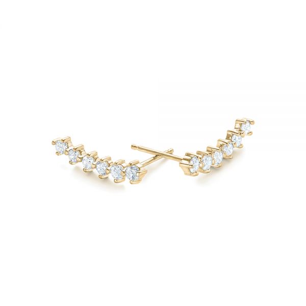 14k Yellow Gold 14k Yellow Gold Custom Diamond Crawler Earrings - Front View - 102735