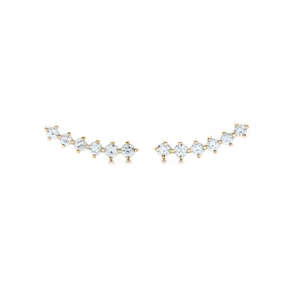 14k Yellow Gold 14k Yellow Gold Custom Diamond Crawler Earrings - Three-Quarter View - 102735