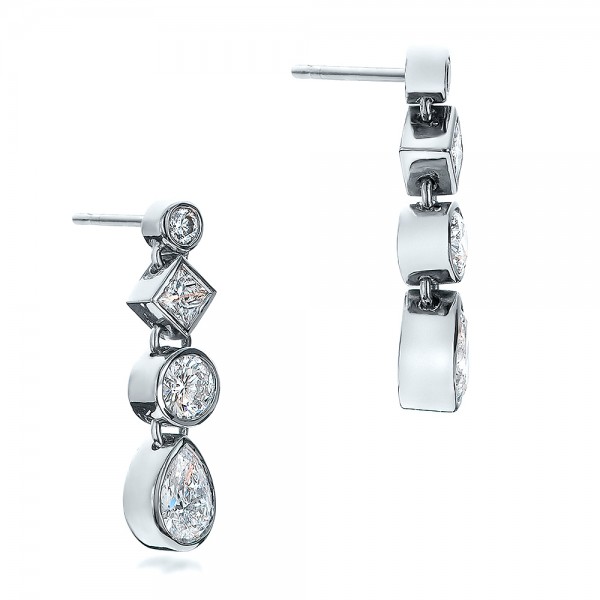 Custom Diamond Drop Earrings - Flat View -  100800