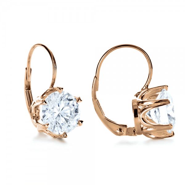 18k Rose Gold 18k Rose Gold Custom Diamond Earrings - Front View -  1172