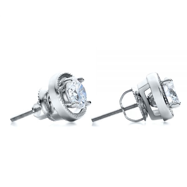 18K Gold And 18K Gold Custom Diamond Earrings - Front View - 100086