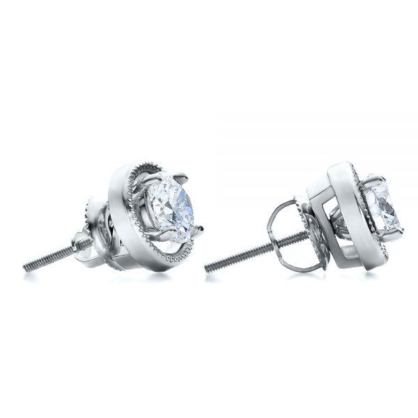  Platinum And Platinum Platinum And Platinum Custom Diamond Earrings - Front View -  100086