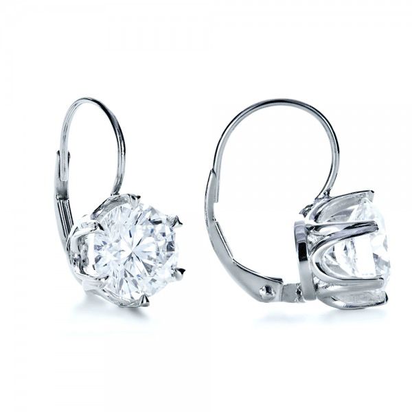 18k White Gold 18k White Gold Custom Diamond Earrings - Front View -  1172