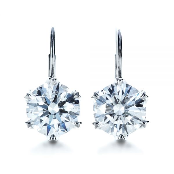 18k White Gold 18k White Gold Custom Diamond Earrings - Three-Quarter View -  1172