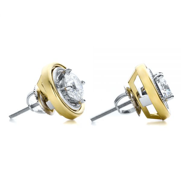  14K Gold 14K Gold Custom Diamond Earrings - Front View -  100087