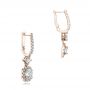 14k Rose Gold 14k Rose Gold Custom Diamond Halo Drop Earrings - Front View -  101240 - Thumbnail