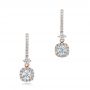 18k Rose Gold 18k Rose Gold Custom Diamond Halo Drop Earrings - Three-Quarter View -  101240 - Thumbnail