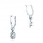 14k White Gold Custom Diamond Halo Drop Earrings - Front View -  101240 - Thumbnail