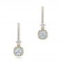 14k Yellow Gold 14k Yellow Gold Custom Diamond Halo Drop Earrings - Three-Quarter View -  101240 - Thumbnail