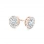 18k Rose Gold 18k Rose Gold Custom Diamond Halo Stud Earrings - Front View -  102987 - Thumbnail