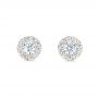 18k Rose Gold 18k Rose Gold Custom Diamond Halo Stud Earrings - Three-Quarter View -  102987 - Thumbnail