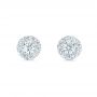 14k White Gold Custom Diamond Halo Stud Earrings - Three-Quarter View -  102987 - Thumbnail