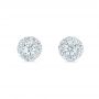 18k White Gold 18k White Gold Custom Diamond Halo Stud Earrings - Three-Quarter View -  102987 - Thumbnail