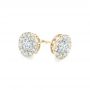 14k Yellow Gold 14k Yellow Gold Custom Diamond Halo Stud Earrings - Front View -  102987 - Thumbnail