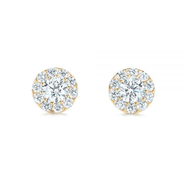 18k Yellow Gold 18k Yellow Gold Custom Diamond Halo Stud Earrings - Three-Quarter View -  102987