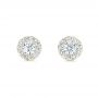 18k Yellow Gold 18k Yellow Gold Custom Diamond Halo Stud Earrings - Three-Quarter View -  102987 - Thumbnail