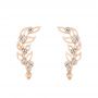 14k Rose Gold 14k Rose Gold Custom Diamond Leaf Climber Earrings - Three-Quarter View -  104834 - Thumbnail