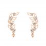 14k Rose Gold 14k Rose Gold Custom Diamond Leaf Climber Earrings - Three-Quarter View -  104834 - Thumbnail