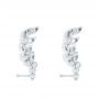 14k White Gold Custom Diamond Leaf Climber Earrings - Front View -  104834 - Thumbnail