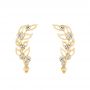 14k Yellow Gold 14k Yellow Gold Custom Diamond Leaf Climber Earrings - Three-Quarter View -  104834 - Thumbnail