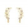 14k Yellow Gold 14k Yellow Gold Custom Diamond Leaf Climber Earrings - Three-Quarter View -  104834 - Thumbnail