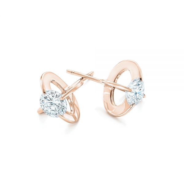 18k Rose Gold 18k Rose Gold Custom Diamond Stud Earrings - Front View -  102793