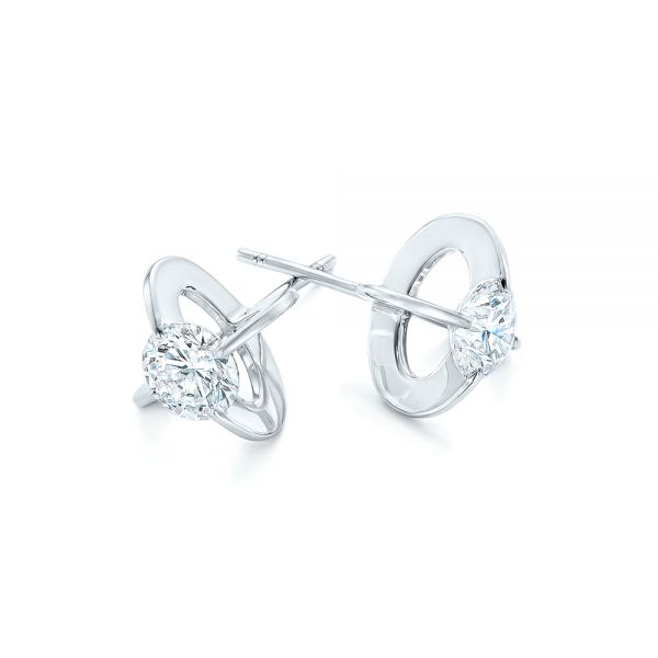 18k White Gold 18k White Gold Custom Diamond Stud Earrings - Front View -  102793