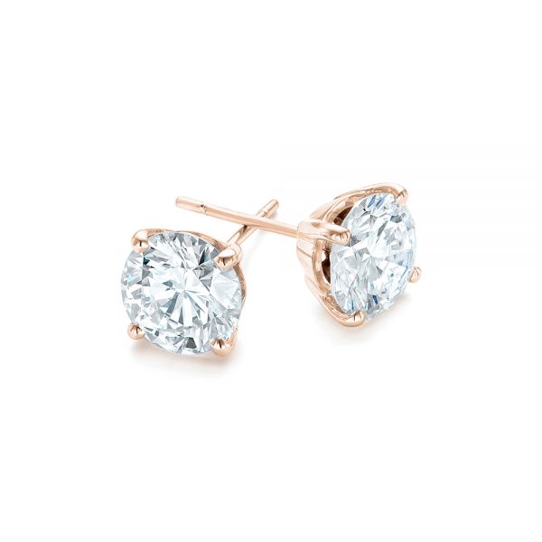 18k Rose Gold 18k Rose Gold Custom Diamond Stud Jacket Earrings - Front View -  103273