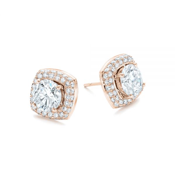 14k Rose Gold 14k Rose Gold Custom Diamond Stud Jacket Earrings - Flat View -  103273