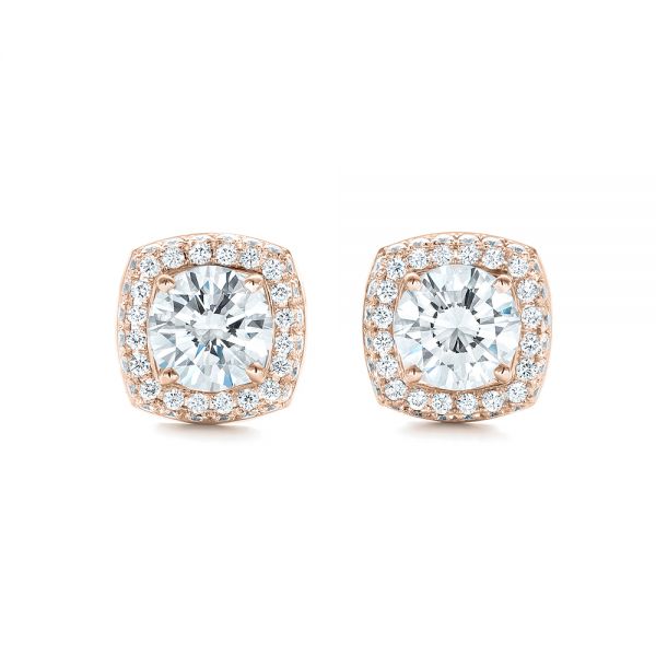 14k Rose Gold 14k Rose Gold Custom Diamond Stud Jacket Earrings - Three-Quarter View -  103273