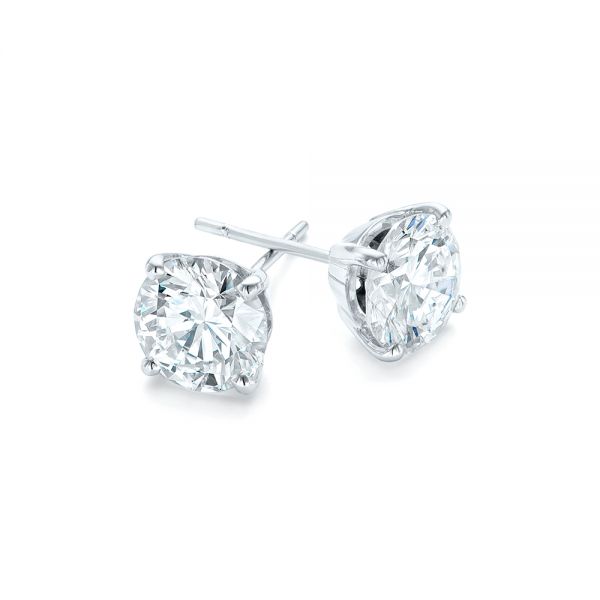 18k White Gold Custom Diamond Stud Jacket Earrings - Front View -  103273