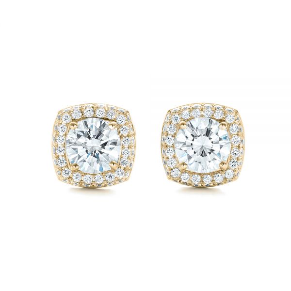 18k Yellow Gold 18k Yellow Gold Custom Diamond Stud Jacket Earrings - Three-Quarter View -  103273