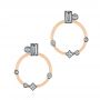 14k Rose Gold And Platinum 14k Rose Gold And Platinum Custom Diamond Studs With Two-tone Diamond Hoops - Three-Quarter View -  104211 - Thumbnail