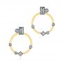 14k Yellow Gold And 14K Gold Custom Diamond Studs With Two-tone Diamond Hoops - Three-Quarter View -  104211 - Thumbnail