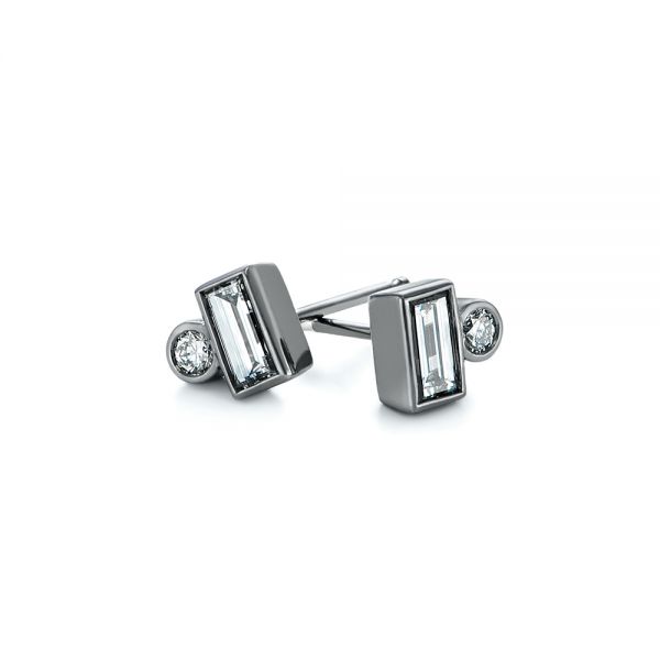 14k Yellow Gold And 14K Gold Custom Diamond Studs With Two-tone Diamond Hoops - Top View - 104211
