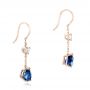 18k Rose Gold 18k Rose Gold Custom Diamond And Blue Sapphire Drop Earrings - Front View -  102776 - Thumbnail